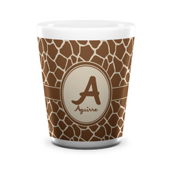 Giraffe Print Ceramic Shot Glass - 1.5 oz - White - Set of 4 (Personalized)
