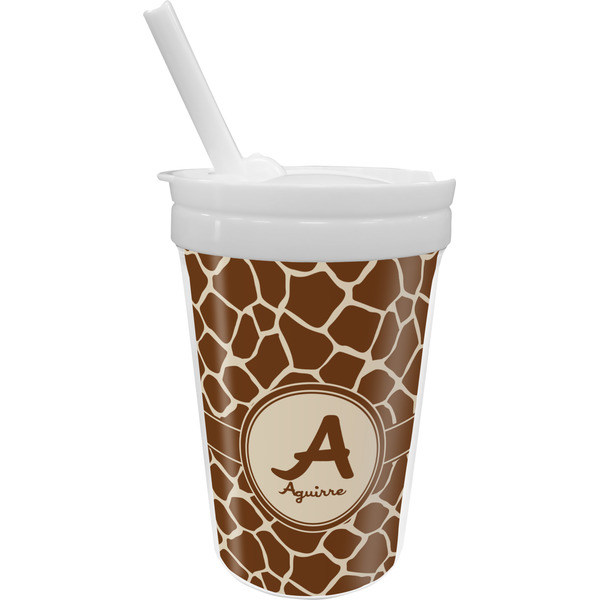 Custom Giraffe Print Sippy Cup with Straw (Personalized)