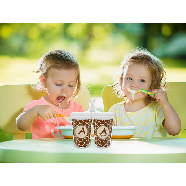 Giraffe Print Sippy Cups w/Straw - LIFESTYLE