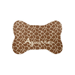Giraffe Print Bone Shaped Dog Food Mat (Small) (Personalized)