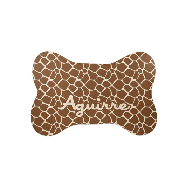 Custom Giraffe Print Bone Shaped Dog Food Mat (Small) (Personalized)