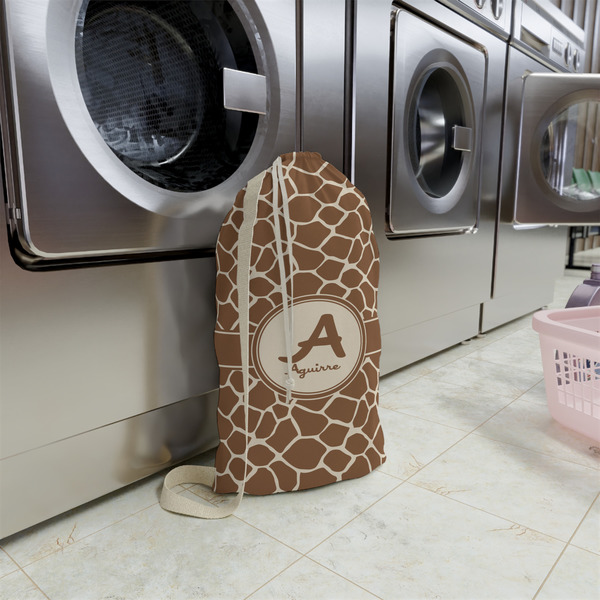 Giraffe Print Small Landry Bag - In Context