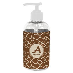 Giraffe Print Plastic Soap / Lotion Dispenser (8 oz - Small - White) (Personalized)