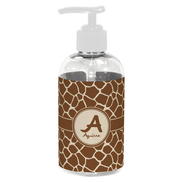 Custom Giraffe Print Plastic Soap / Lotion Dispenser (8 oz - Small - White) (Personalized)