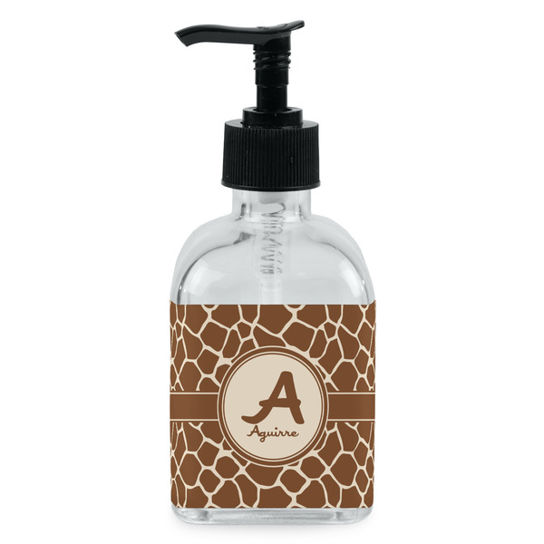 Custom Giraffe Print Glass Soap & Lotion Bottle - Single Bottle (Personalized)