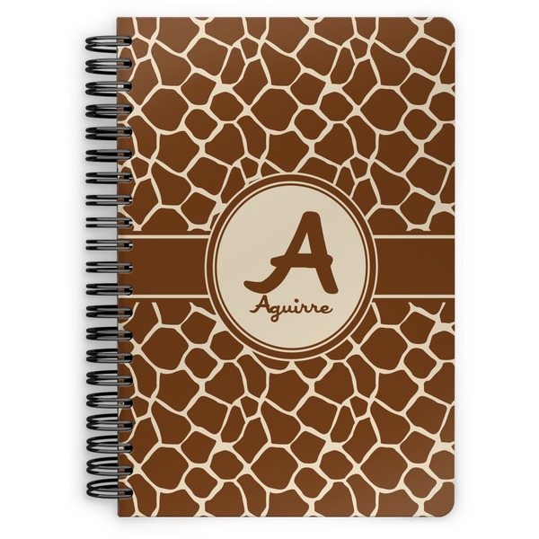 Custom Giraffe Print Spiral Notebook - 7x10 w/ Name and Initial