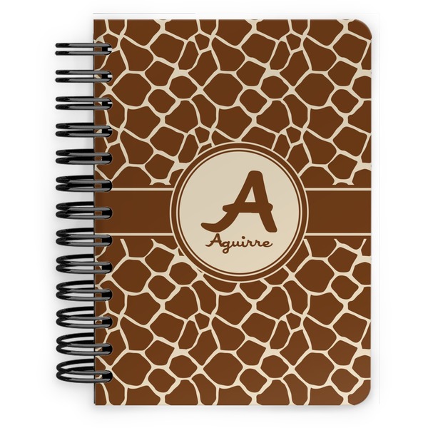 Custom Giraffe Print Spiral Notebook - 5x7 w/ Name and Initial