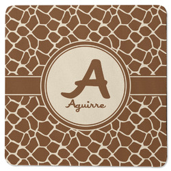 Giraffe Print Square Rubber Backed Coaster (Personalized)