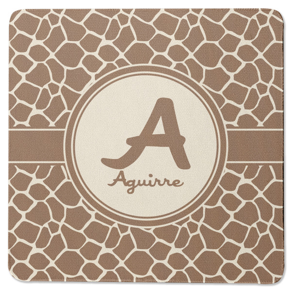 Custom Giraffe Print Square Rubber Backed Coaster (Personalized)