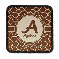Giraffe Print Iron On Square Patch w/ Name and Initial