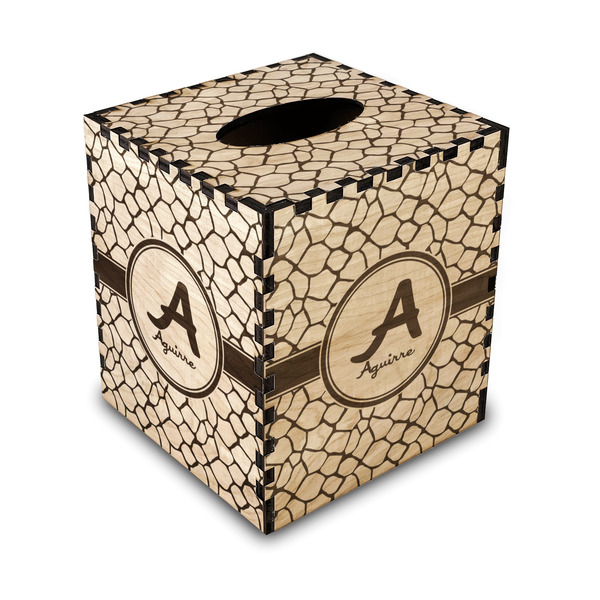 Custom Giraffe Print Wood Tissue Box Cover - Square (Personalized)