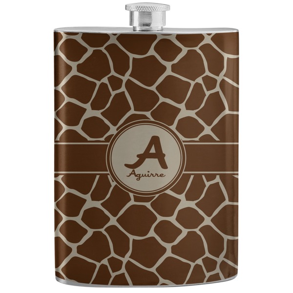Custom Giraffe Print Stainless Steel Flask (Personalized)