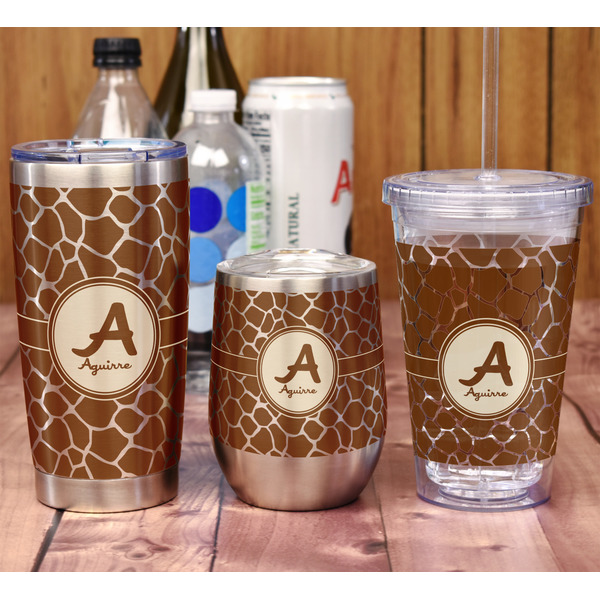 Giraffe Print Stemless Wine Tumbler - Full Print - In Context