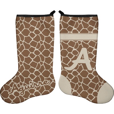 Giraffe Print Holiday Stocking - Double-Sided - Neoprene (Personalized)