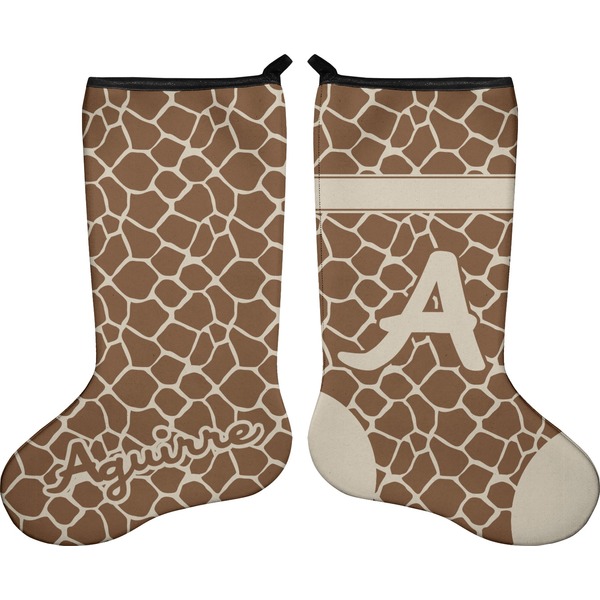 Custom Giraffe Print Holiday Stocking - Double-Sided - Neoprene (Personalized)