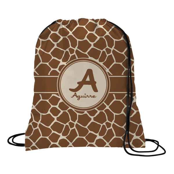 Custom Giraffe Print Drawstring Backpack - Large (Personalized)