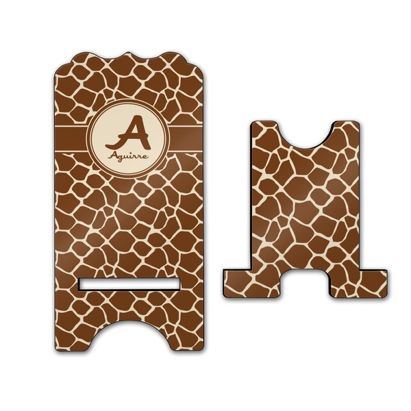 Giraffe Print Stylized Phone Stand - Front & Back - Large
