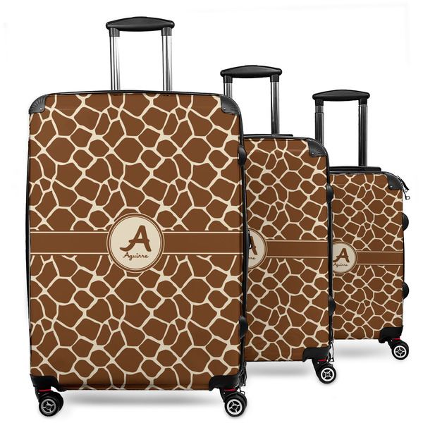 Custom Giraffe Print 3 Piece Luggage Set - 20" Carry On, 24" Medium Checked, 28" Large Checked (Personalized)