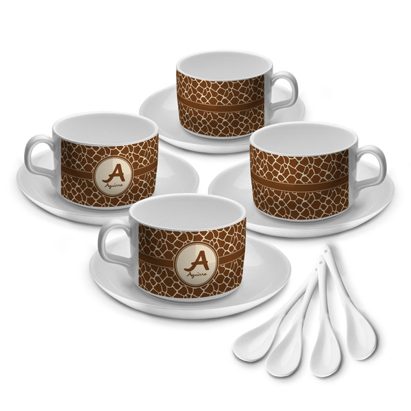 Custom Giraffe Print Tea Cup - Set of 4 (Personalized)
