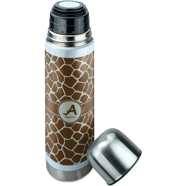 Giraffe Print Thermos - Lid Off