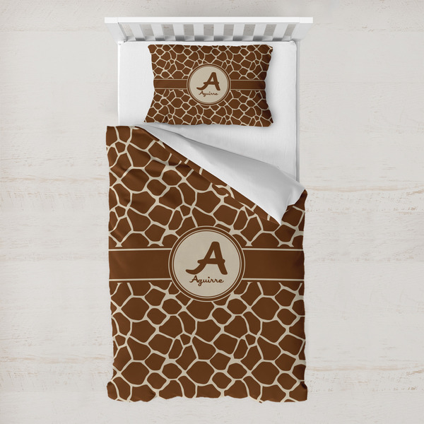 Custom Giraffe Print Toddler Bedding w/ Name and Initial