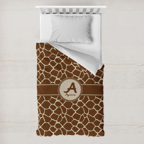 Custom Giraffe Print Toddler Duvet Cover w/ Name and Initial