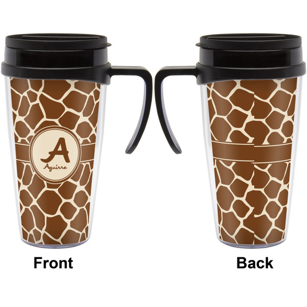 Giraffe Print Travel Mug with Black Handle - Approval