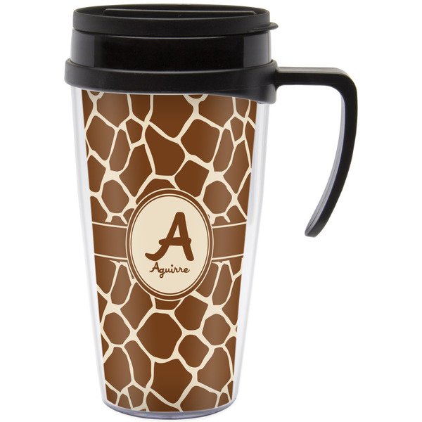 Custom Giraffe Print Acrylic Travel Mug with Handle (Personalized)