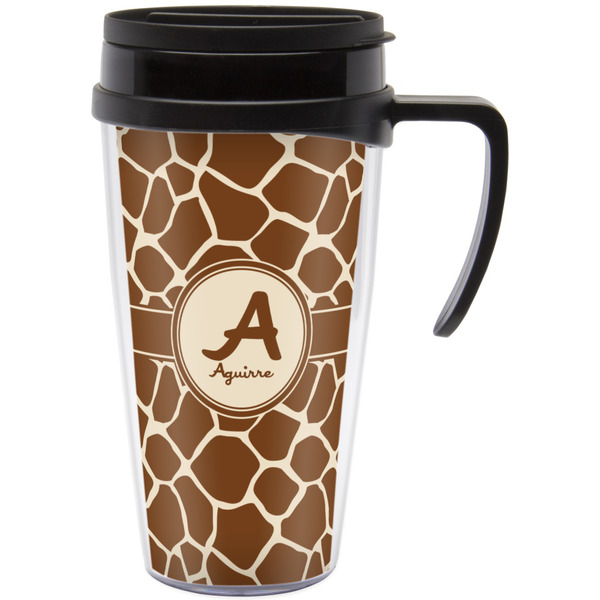 Custom Giraffe Print Acrylic Travel Mug with Handle (Personalized)