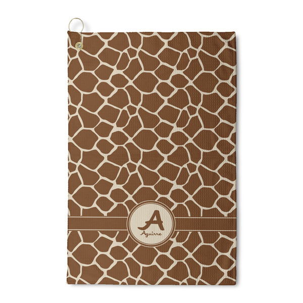Custom Giraffe Print Waffle Weave Golf Towel (Personalized)