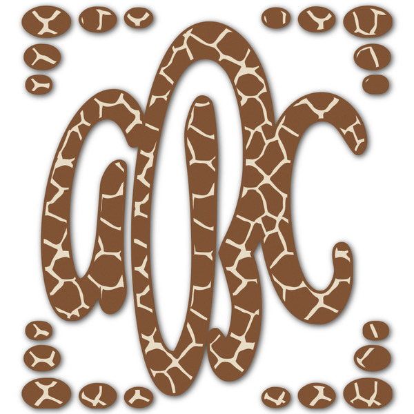Custom Giraffe Print Monogram Decal - Large (Personalized)