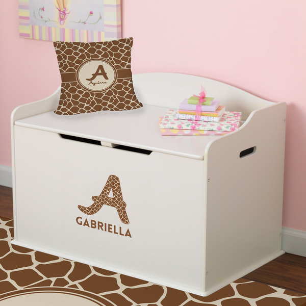 Giraffe Print Wall Name & Initial Small on Toy Chest