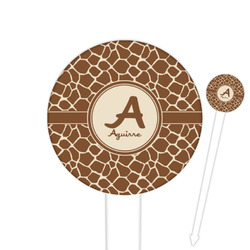 Giraffe Print 6" Round Plastic Food Picks - White - Double Sided (Personalized)