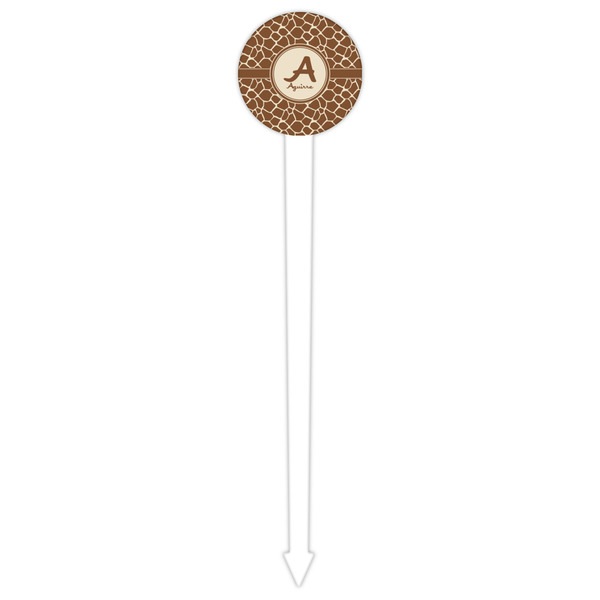 Giraffe Print White Plastic 6" Food Pick - Round - Single Pick