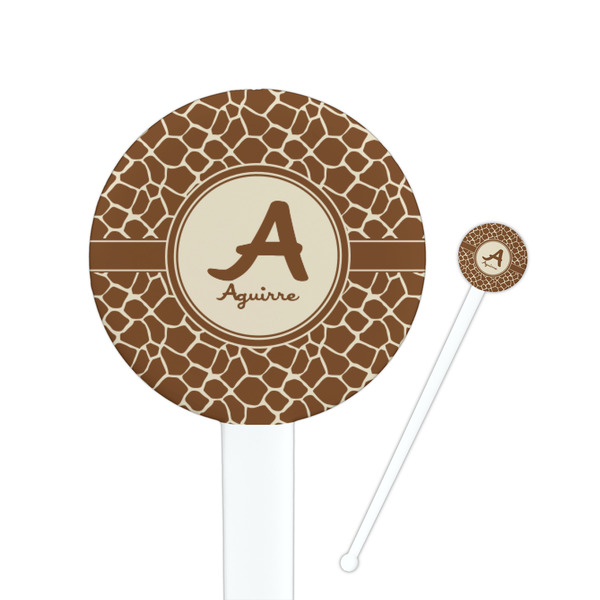 Custom Giraffe Print Round Plastic Stir Sticks (Personalized)