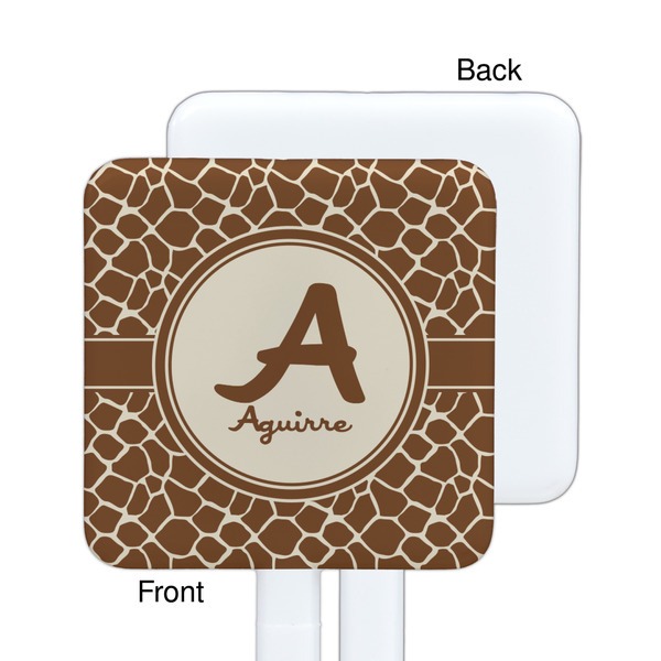 Giraffe Print White Plastic Stir Stick - Single Sided - Square - Approval