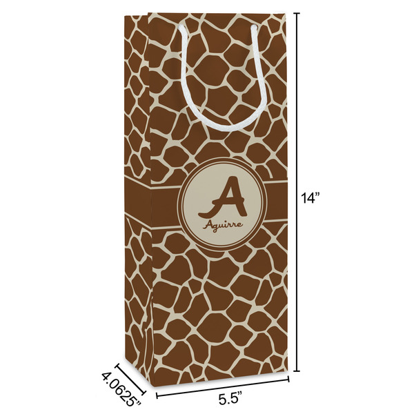 Giraffe Print Wine Gift Bag - Dimensions