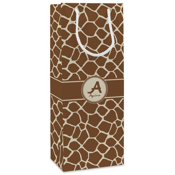 Custom Giraffe Print Wine Gift Bags - Matte (Personalized)