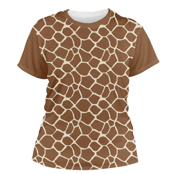 Custom Giraffe Print Women's Crew T-Shirt - 2X Large