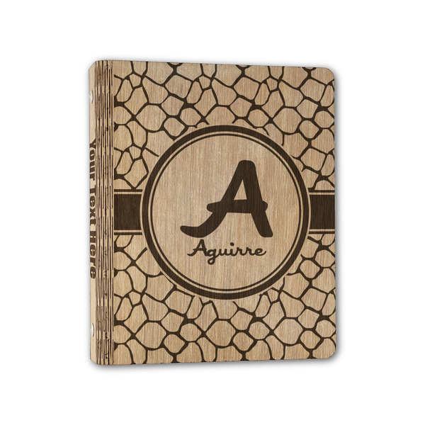 Custom Giraffe Print Wood 3-Ring Binder - 1" Half-Letter Size (Personalized)
