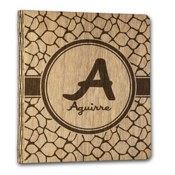 Giraffe Print Wood 3-Ring Binder - 1" Letter Size (Personalized)