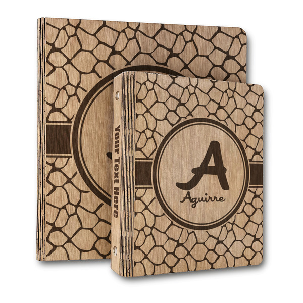 Custom Giraffe Print Wood 3-Ring Binder (Personalized)