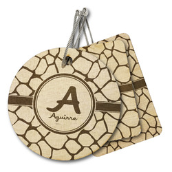 Giraffe Print Wood Luggage Tag (Personalized)