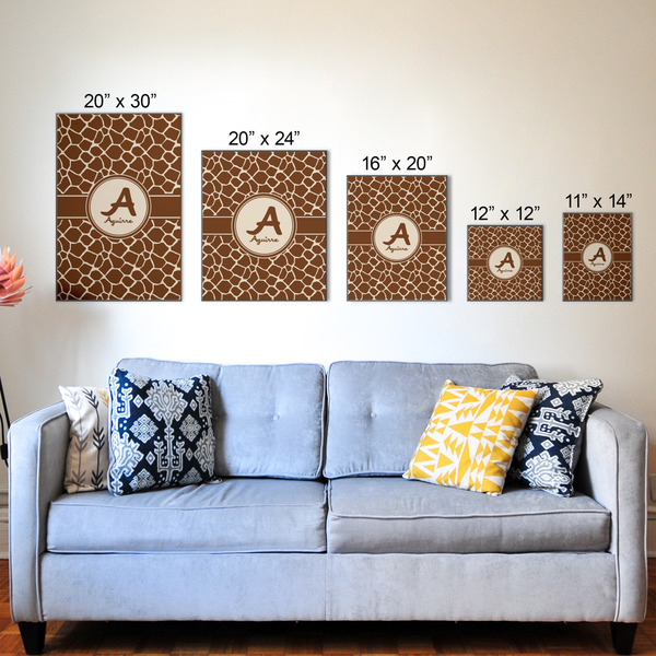 Giraffe Print Wood Prints - Size Comparison