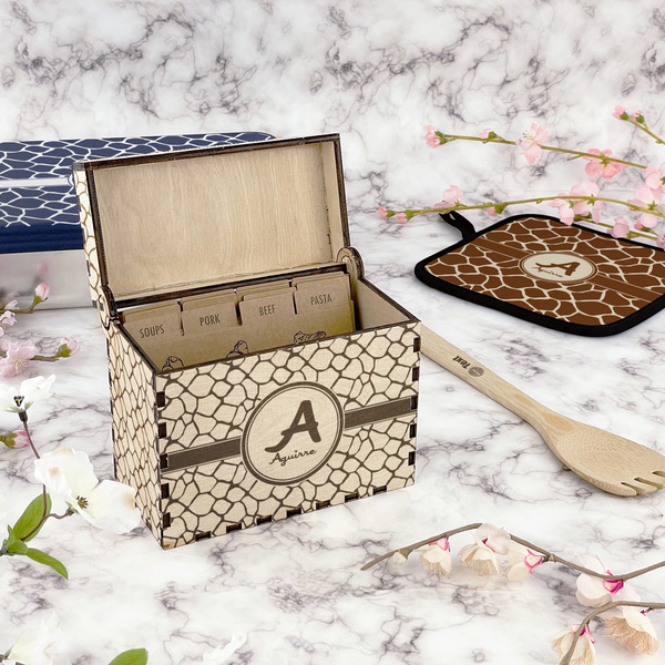 Giraffe Print Wood Recipe Boxes - Lifestyle