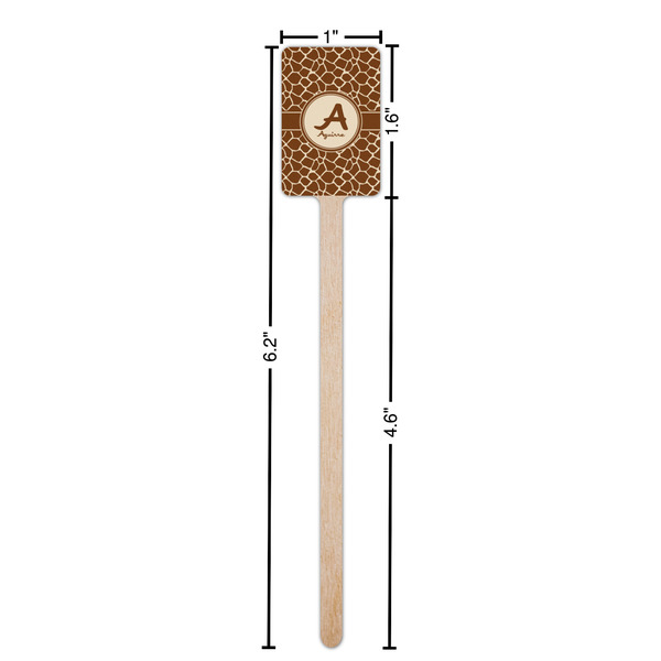 Giraffe Print Wooden 6.25" Stir Stick - Rectangular - Dimensions