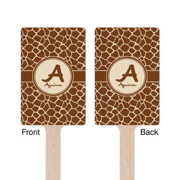 Giraffe Print Wooden 6.25" Stir Stick - Rectangular - Double Sided - Front & Back