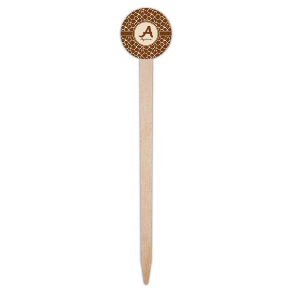 Giraffe Print Wooden 6" Food Pick - Round - Single Pick