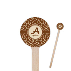 Giraffe Print 6" Round Wooden Stir Sticks - Double Sided (Personalized)
