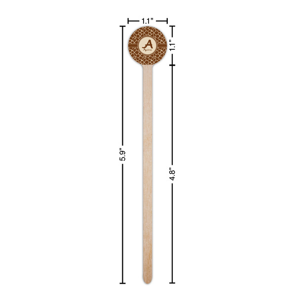 Giraffe Print Wooden 6" Stir Stick - Round - Dimensions
